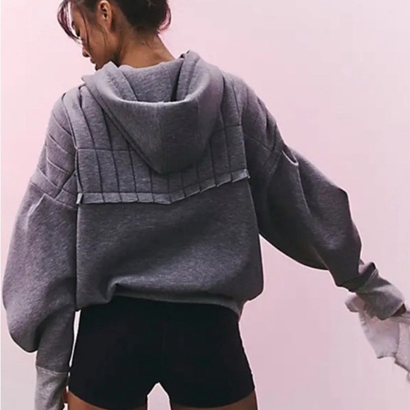 NWOT FP Movement by Free People Pick it Up Pleated Pullover Gray Hoodie - Picture 6 of 14